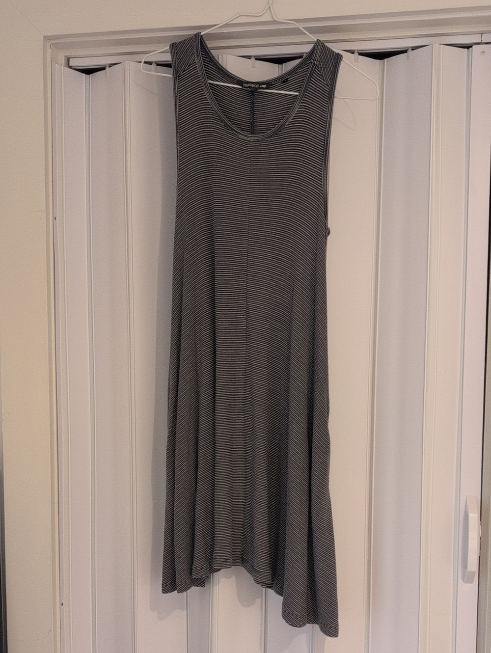 Toad&Co Blue Striped Sleeveless Midi Swing Dress